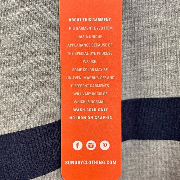 Sundry Gray Sweatshirt with Pink and Navy Stripes - Picture 3 of 5